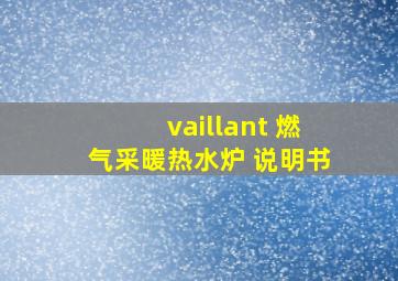 vaillant 燃气采暖热水炉 说明书